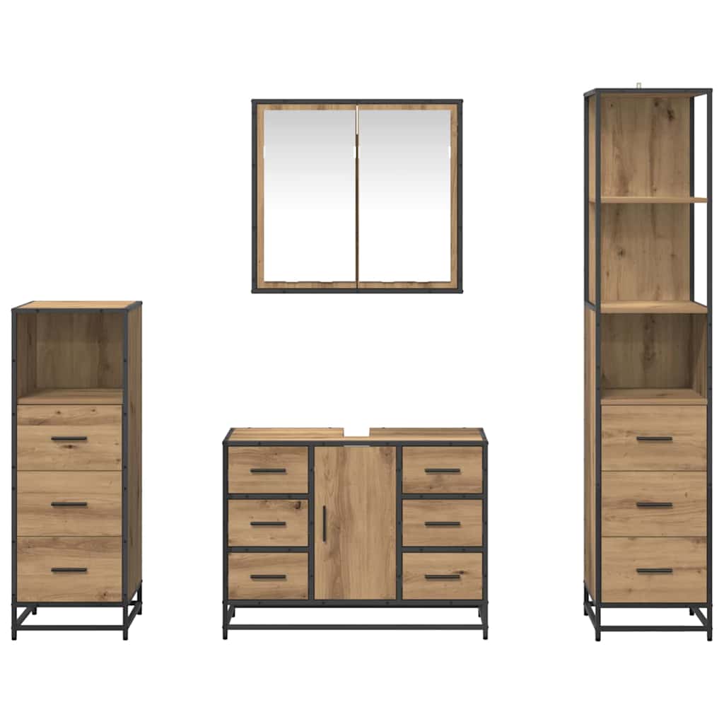 vidaXL Bathroom Furniture Set 4 pcs Artisan oak Engineered wood