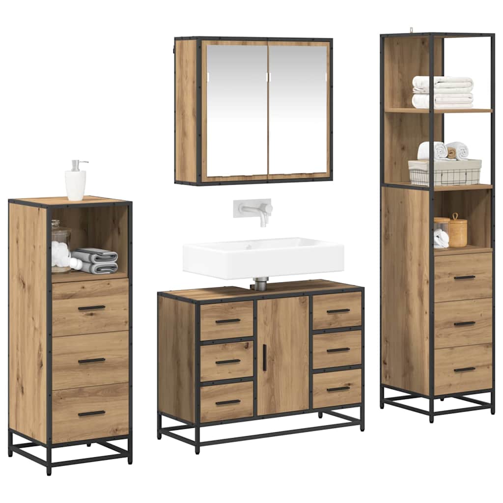 vidaXL Bathroom Furniture Set 4 pcs Artisan oak Engineered wood