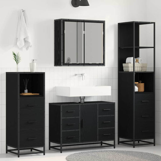 vidaXL Bathroom Furniture Set 4 pcs Black oak 80 x 33 x 60 cm