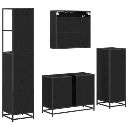 vidaXL Bathroom Furniture Set 4 pcs Black Oak Engineered Wood