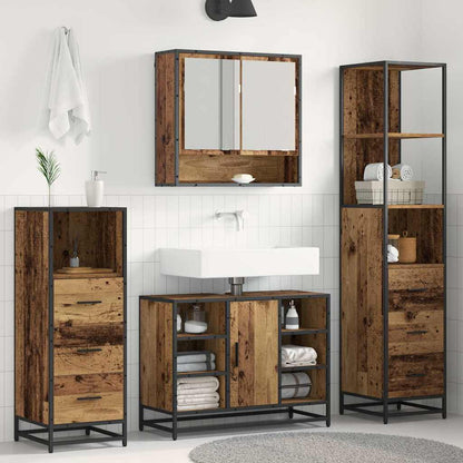 vidaXL Bathroom Furniture Set with Door 3 pcs Old Wood Engineered Wood