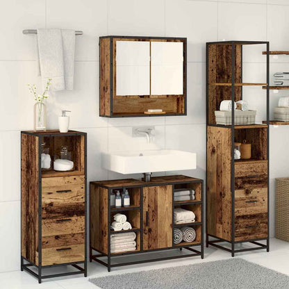 vidaXL Bathroom Furniture Set with Door 3 pcs Old Wood Engineered Wood