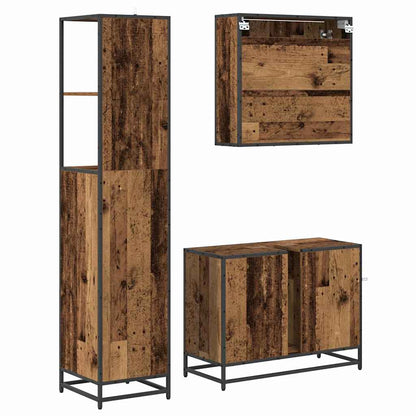 vidaXL Bathroom Furniture Set with Door 3 pcs Old Wood Engineered Wood