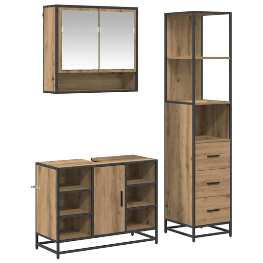 vidaXL Bathroom Furniture Set 3 pcs Artisan oak 35 x 37.5 x 166 cm