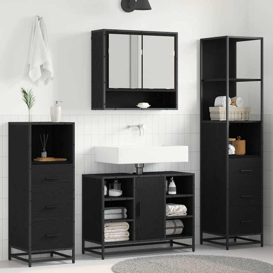 vidaXL Bathroom Furniture Set 3 pcs Black oak 35 x 37.5 x 166 cm