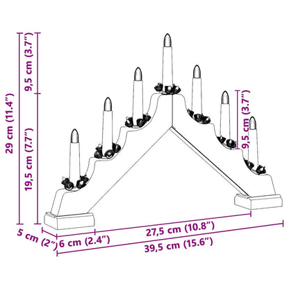 vidaXL Christmas Candle Bridge 7 LEDs Warm White 39.5 x 5 x 29 cm