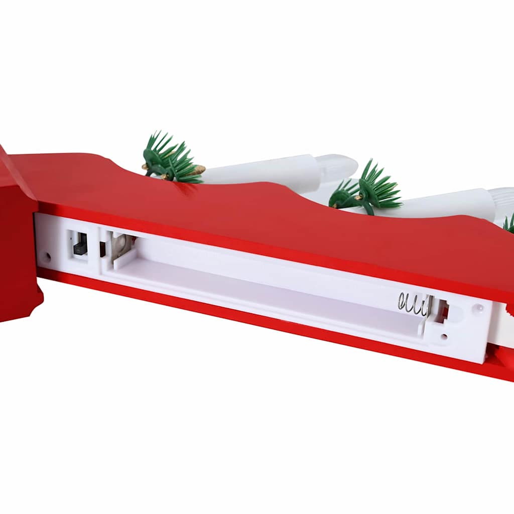 vidaXL Christmas Candle Bridge Red 39.5 x 5 x 29 cm Solid Pine Wood