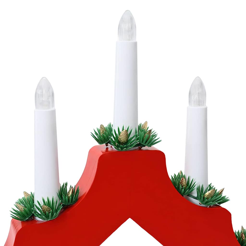 vidaXL Christmas Candle Bridge Red 39.5 x 5 x 29 cm Solid Pine Wood