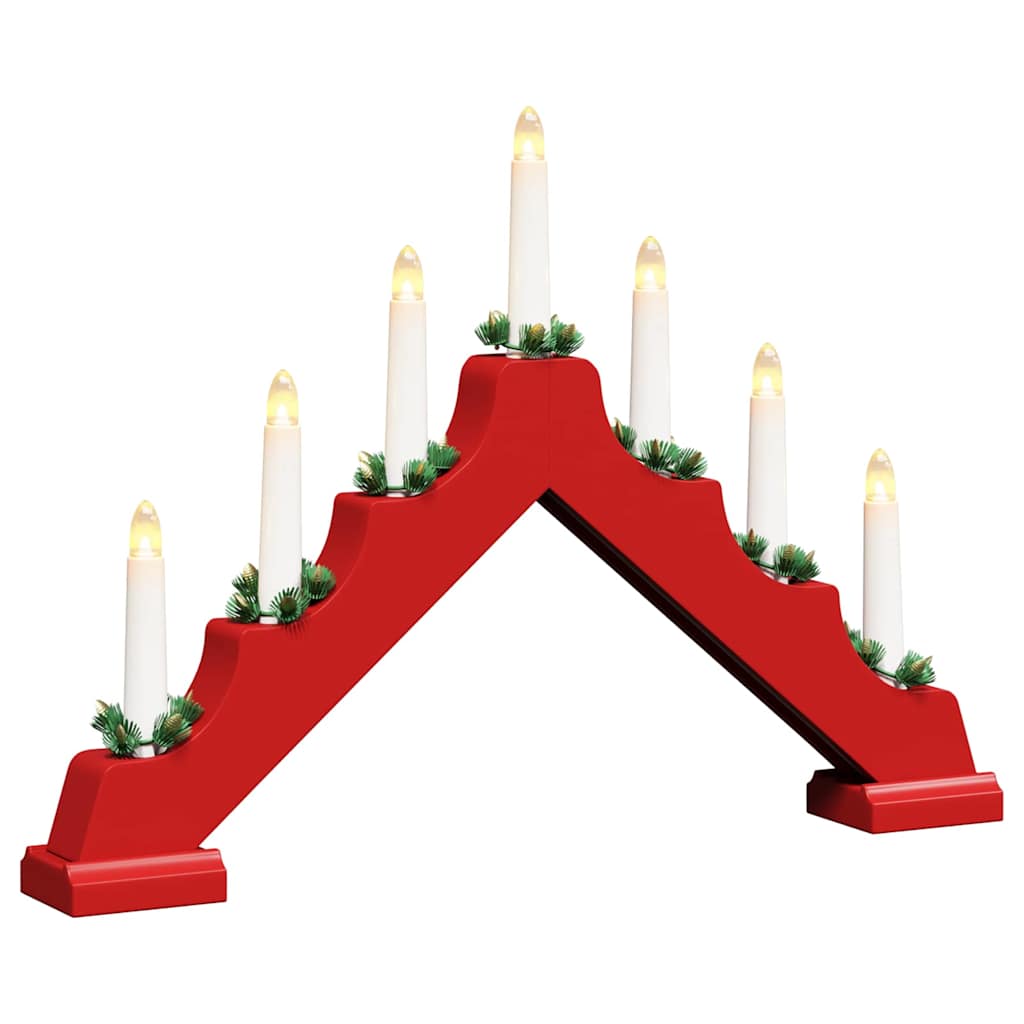 vidaXL Christmas Candle Bridge Red 39.5 x 5 x 29 cm Solid Pine Wood