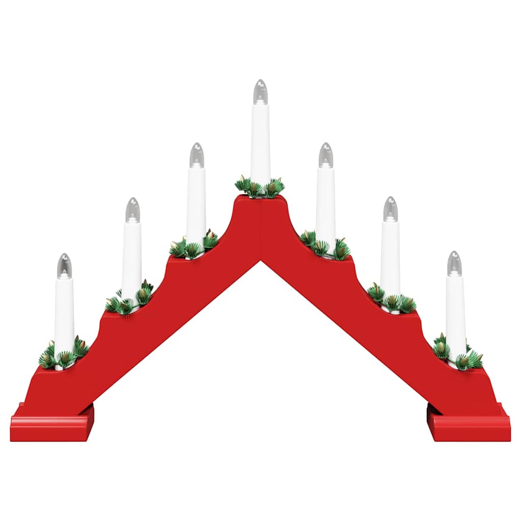 vidaXL Christmas Candle Bridge Red 39.5 x 5 x 29 cm Solid Pine Wood