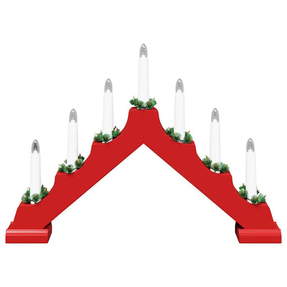 vidaXL Christmas Candle Bridge Red 39.5 x 5 x 29 cm Solid Pine Wood