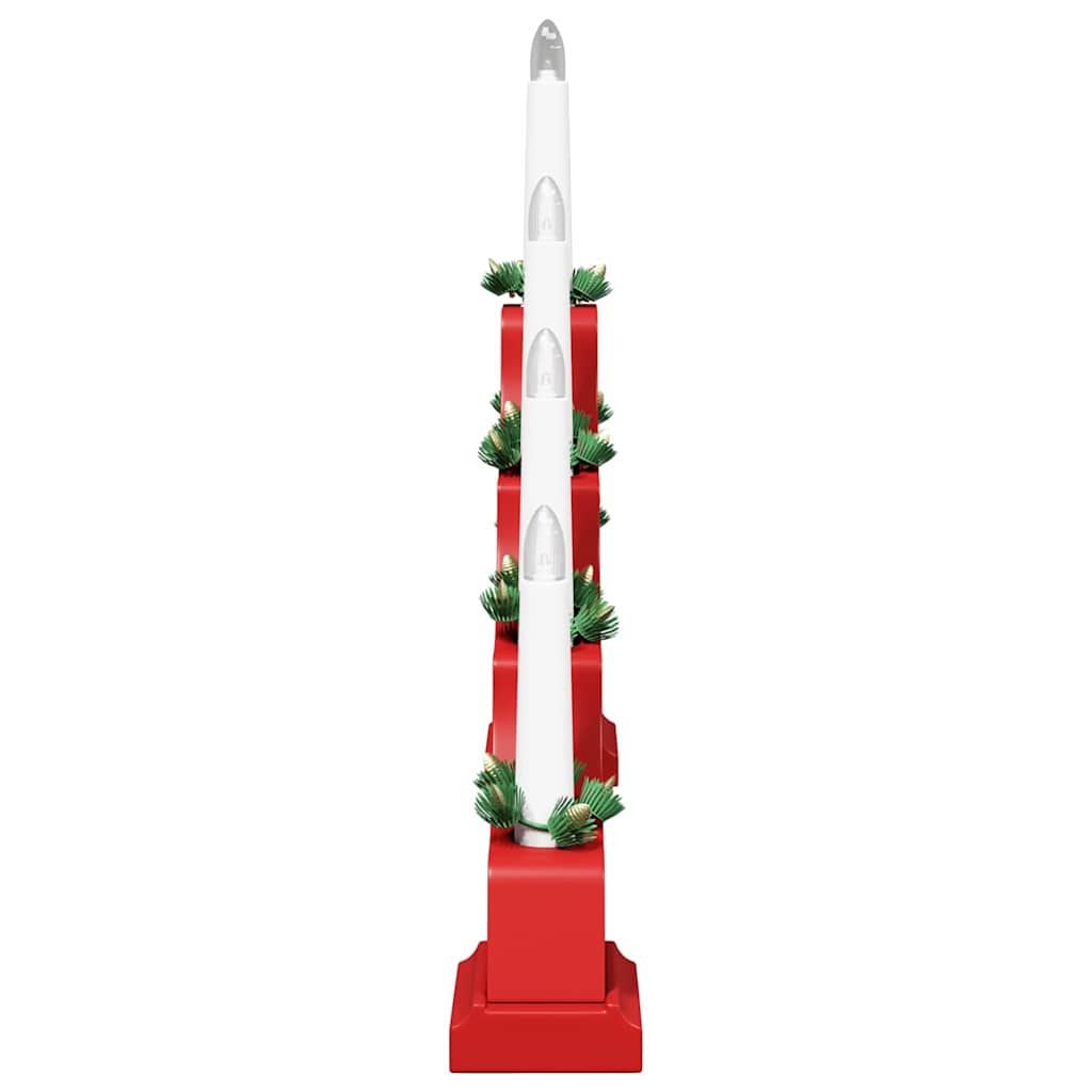 vidaXL Christmas Candle Bridge Red 39.5 x 5 x 29 cm Solid Pine Wood