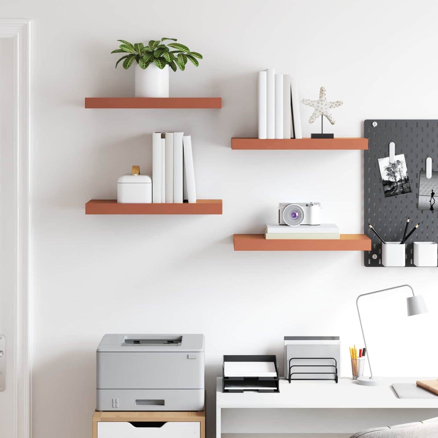 vidaXL Wall Shelf 4 pcs Red 50 x 23 x 4 cm Engineered Wood