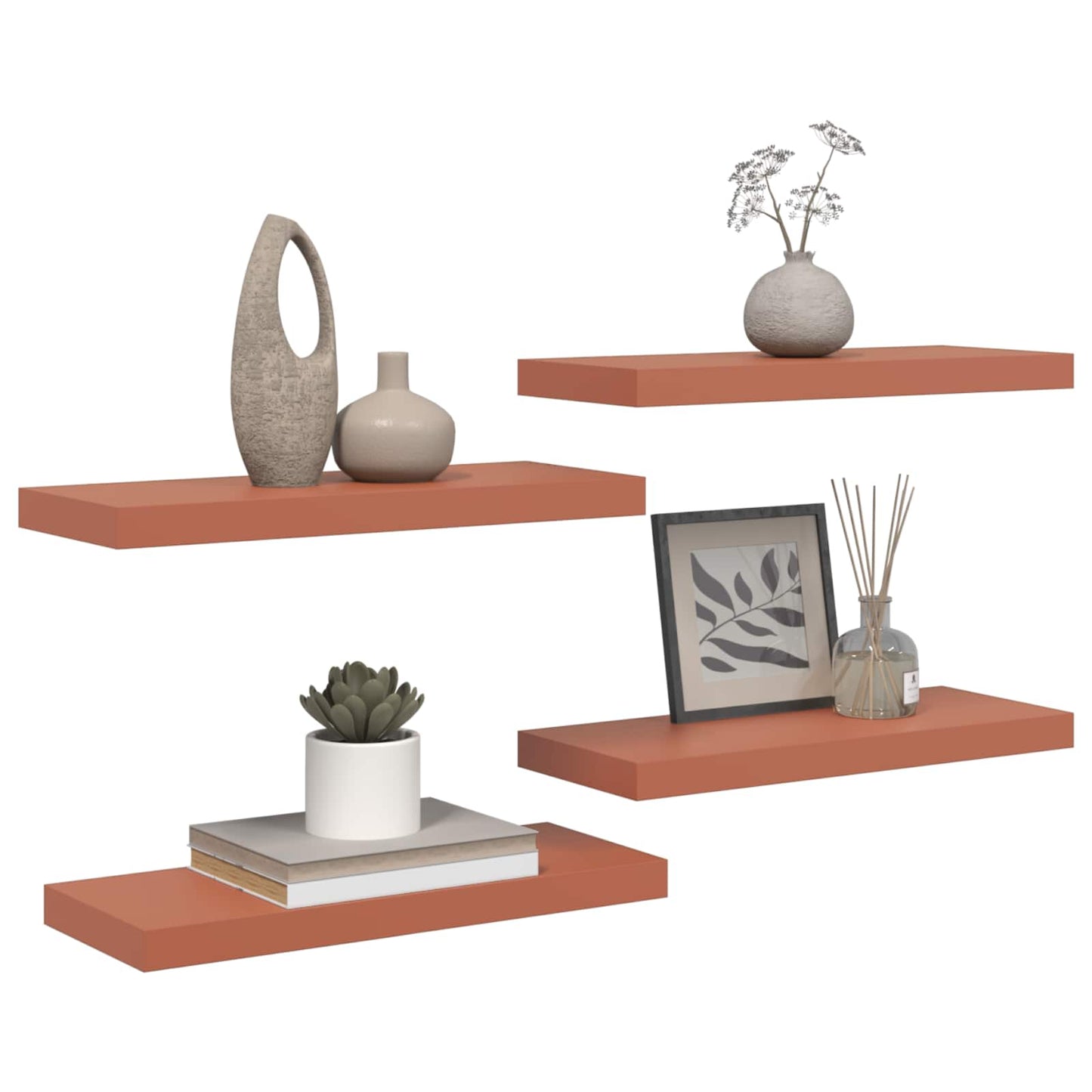 vidaXL Wall Shelf 4 pcs Red 60 x 23 x 4 cm Engineered Wood