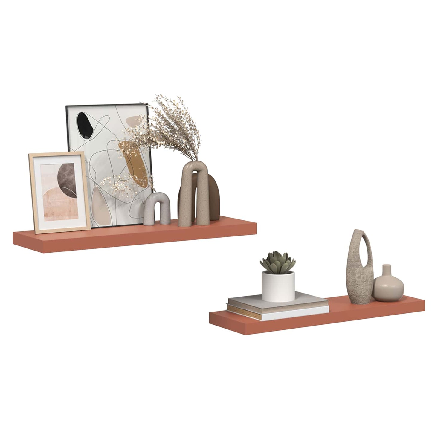 vidaXL Wall Shelf 2 pcs Red 80 x 23.5 x 4 cm Engineered Wood