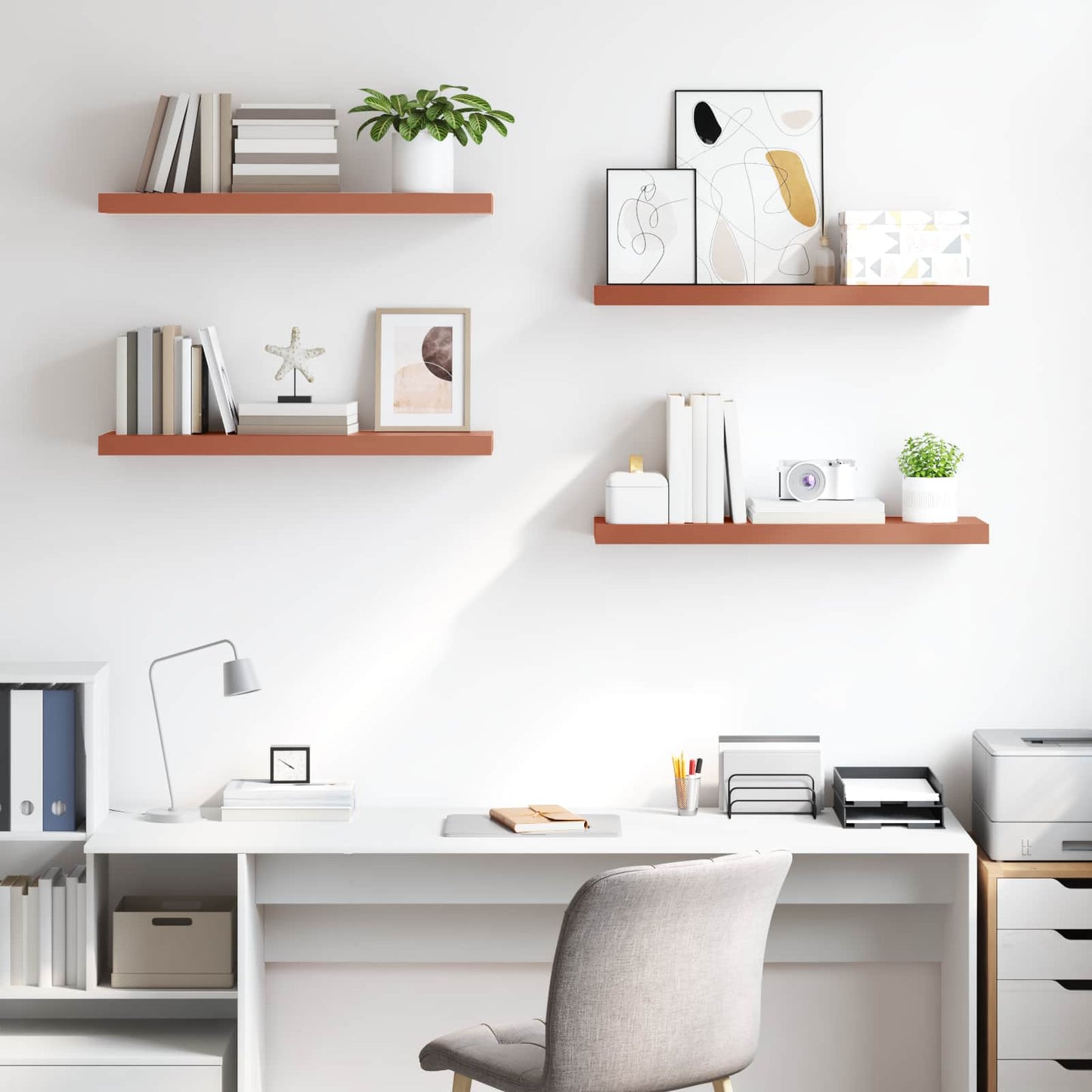 vidaXL Wall Shelf 4 pcs Red 90 x 23.5 x 4 cm Engineered Wood