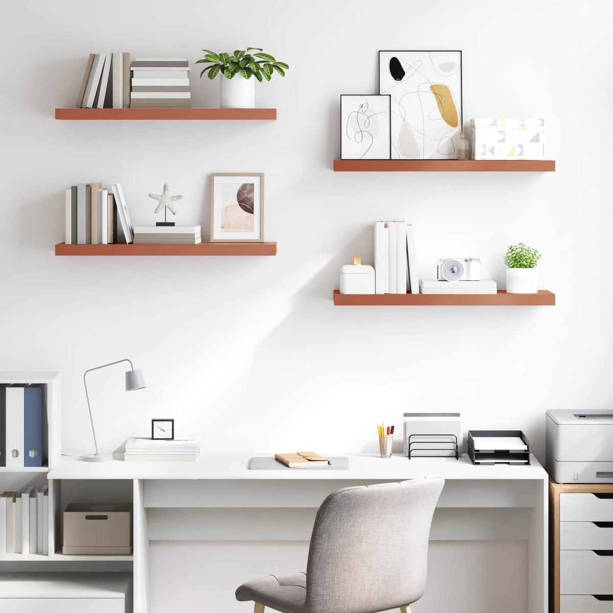 vidaXL Wall Shelf 4 pcs Red 90 x 23.5 x 3.8 cm Engineered Wood