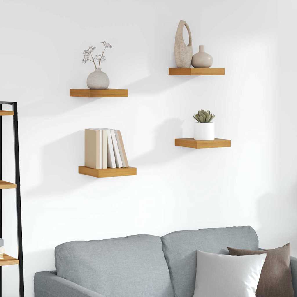 vidaXL Wall Shelf 4 pcs Brown 23 x 23.5 x 4 cm Engineered Wood