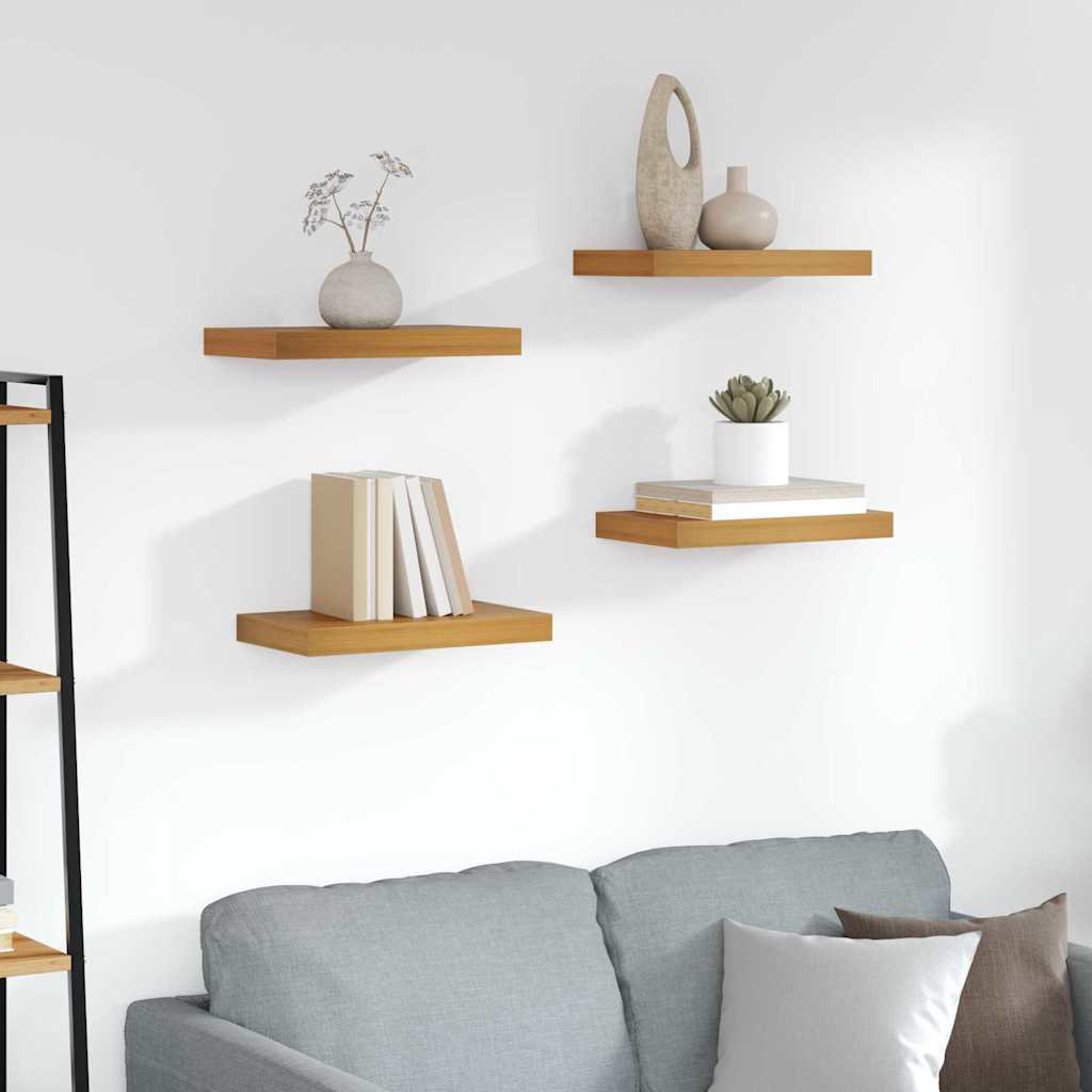 vidaXL Wall Shelf 4 pcs Brown 40 x 23.5 x 3.8 cm Engineered Wood