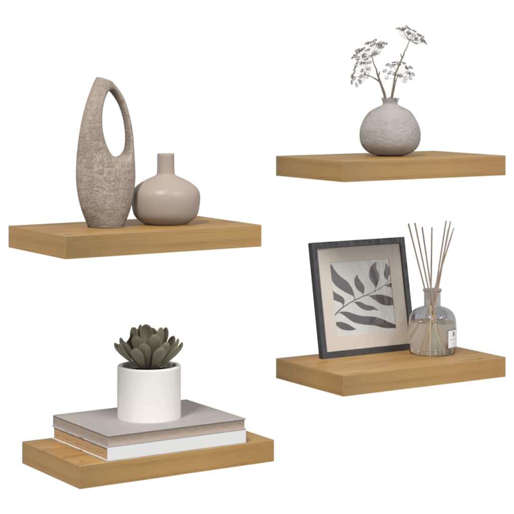 vidaXL Wall Shelf 4 pcs Brown 40 x 23.5 x 3.8 cm Engineered Wood