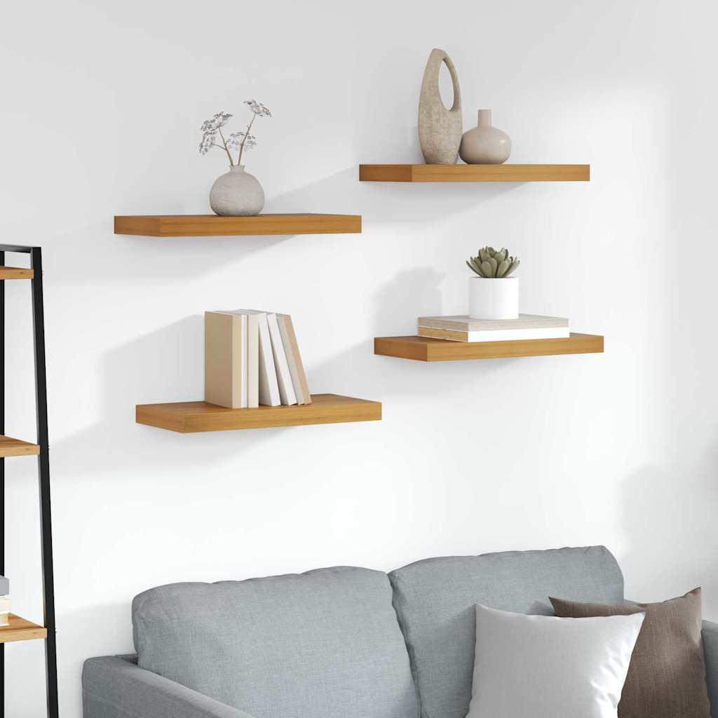vidaXL Wall Shelf 4 pcs Brown 50 x 23.5 x 3.8 cm Engineered Wood