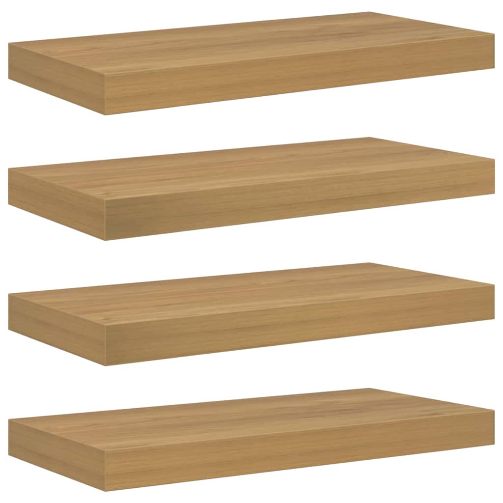vidaXL Wall Shelf 4 pcs Brown 50 x 23.5 x 3.8 cm Engineered Wood