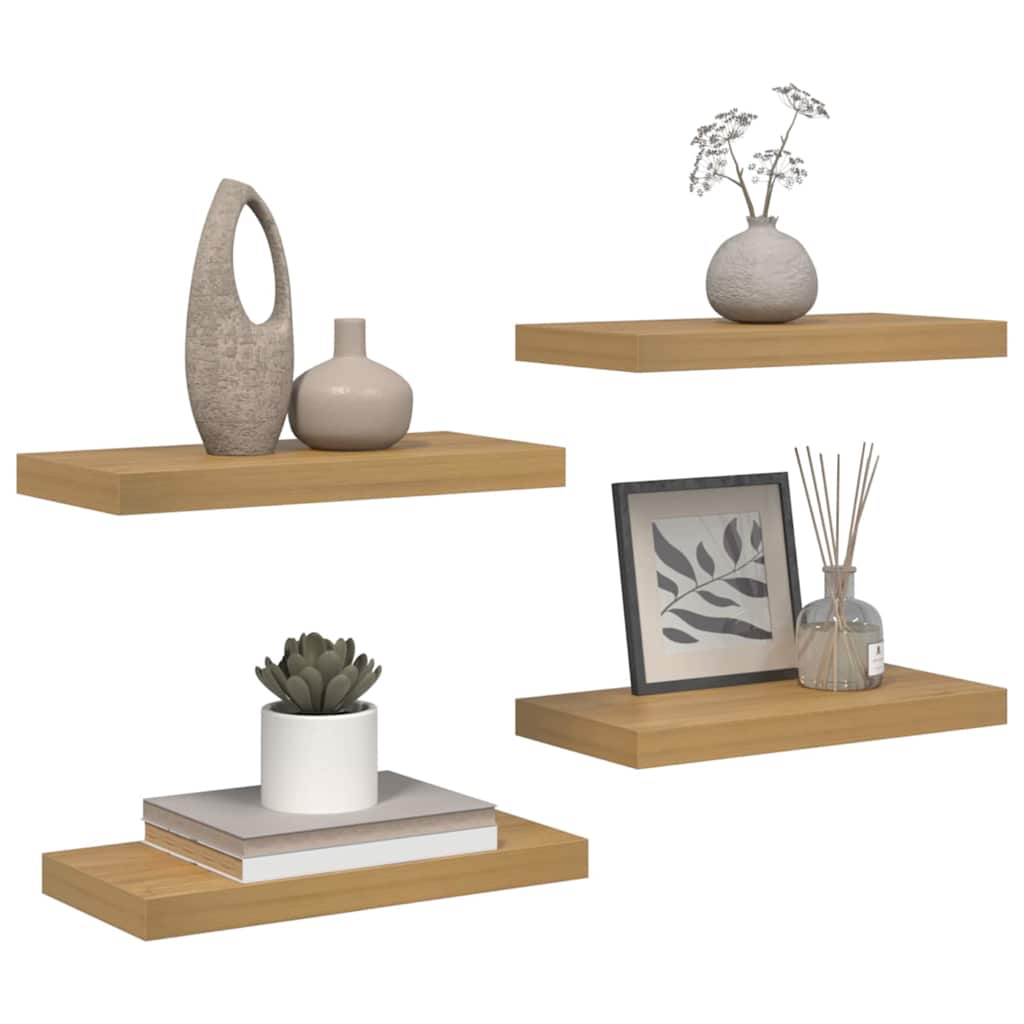vidaXL Wall Shelf 4 pcs Brown 50 x 23.5 x 3.8 cm Engineered Wood