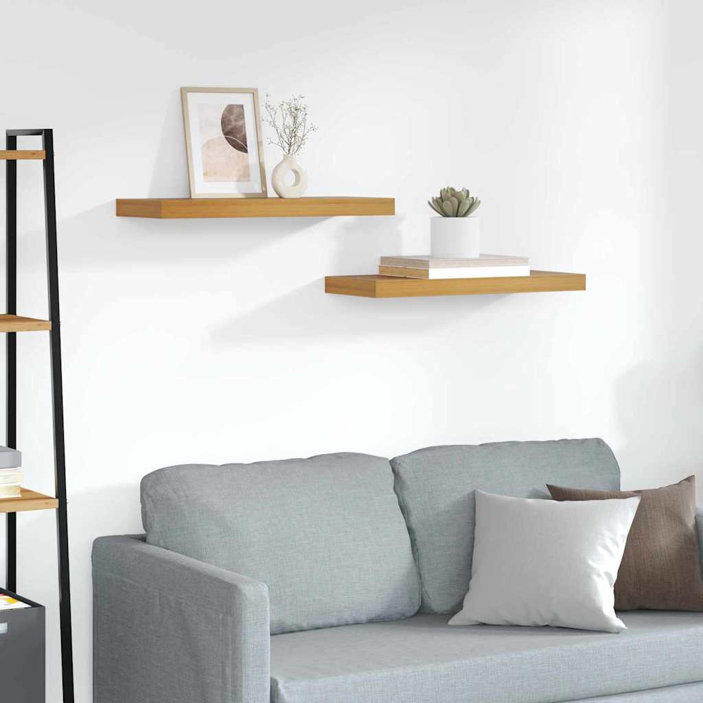 vidaXL Wall Shelf 2 pcs Brown 60 x 23 x 4 cm Engineered Wood