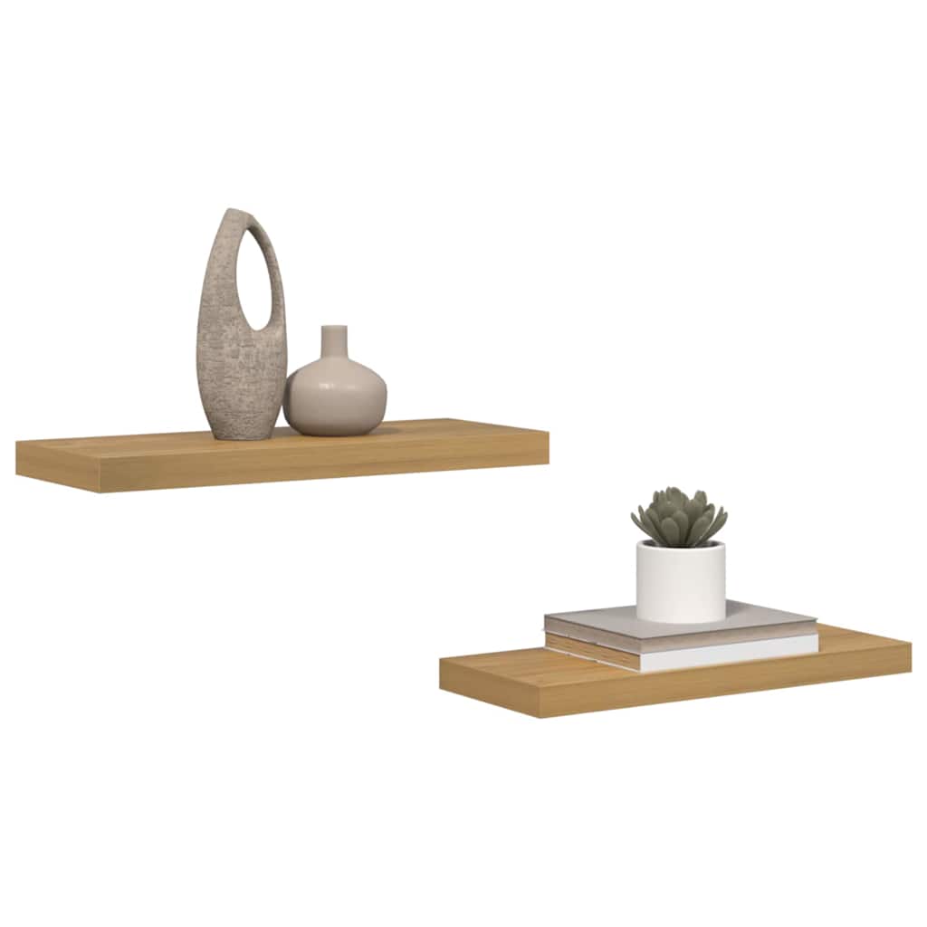 vidaXL Wall Shelf 2 pcs Brown 60 x 23 x 4 cm Engineered Wood