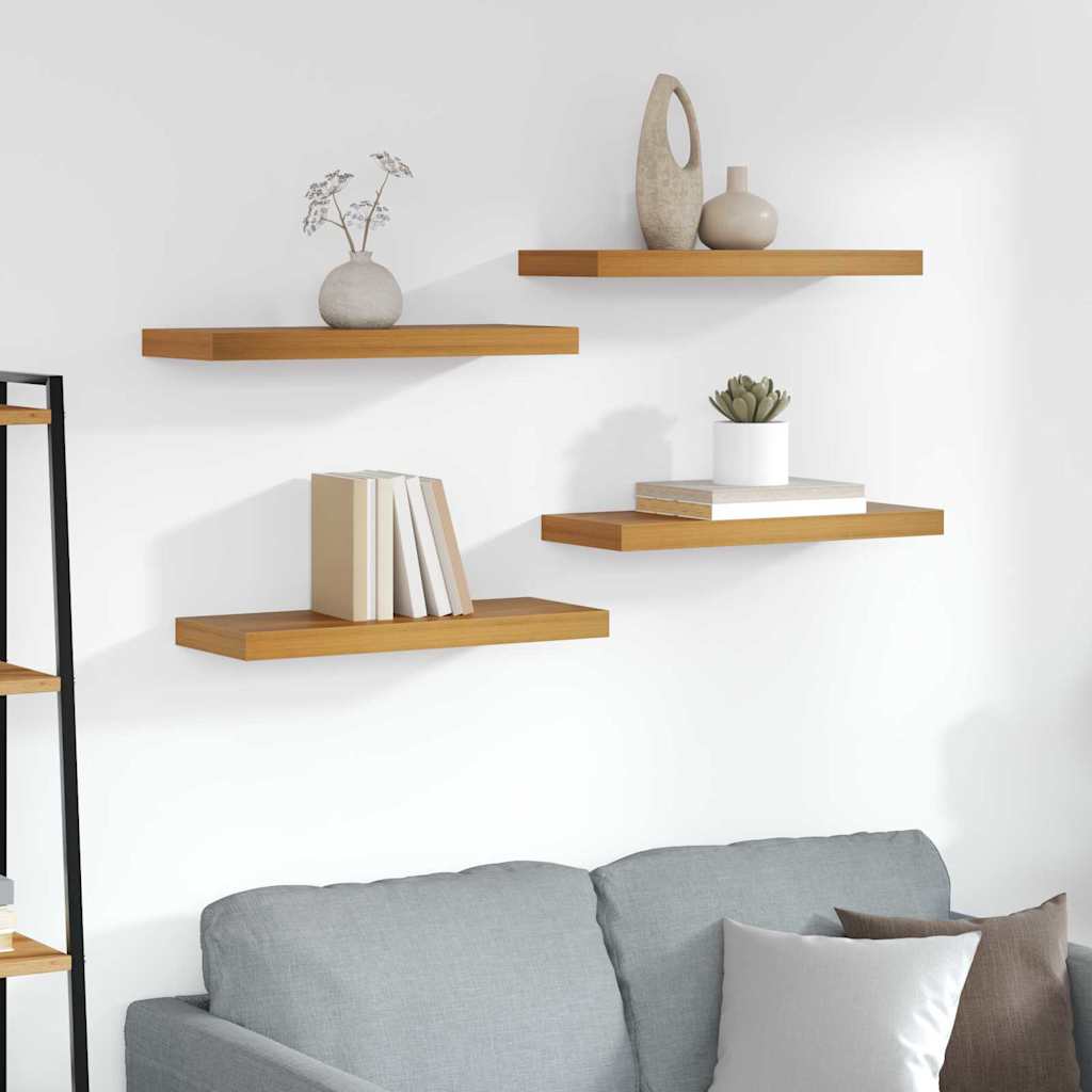 vidaXL Wall Shelf 4 pcs Brown 60 x 23.5 x 3.8 cm Engineered Wood
