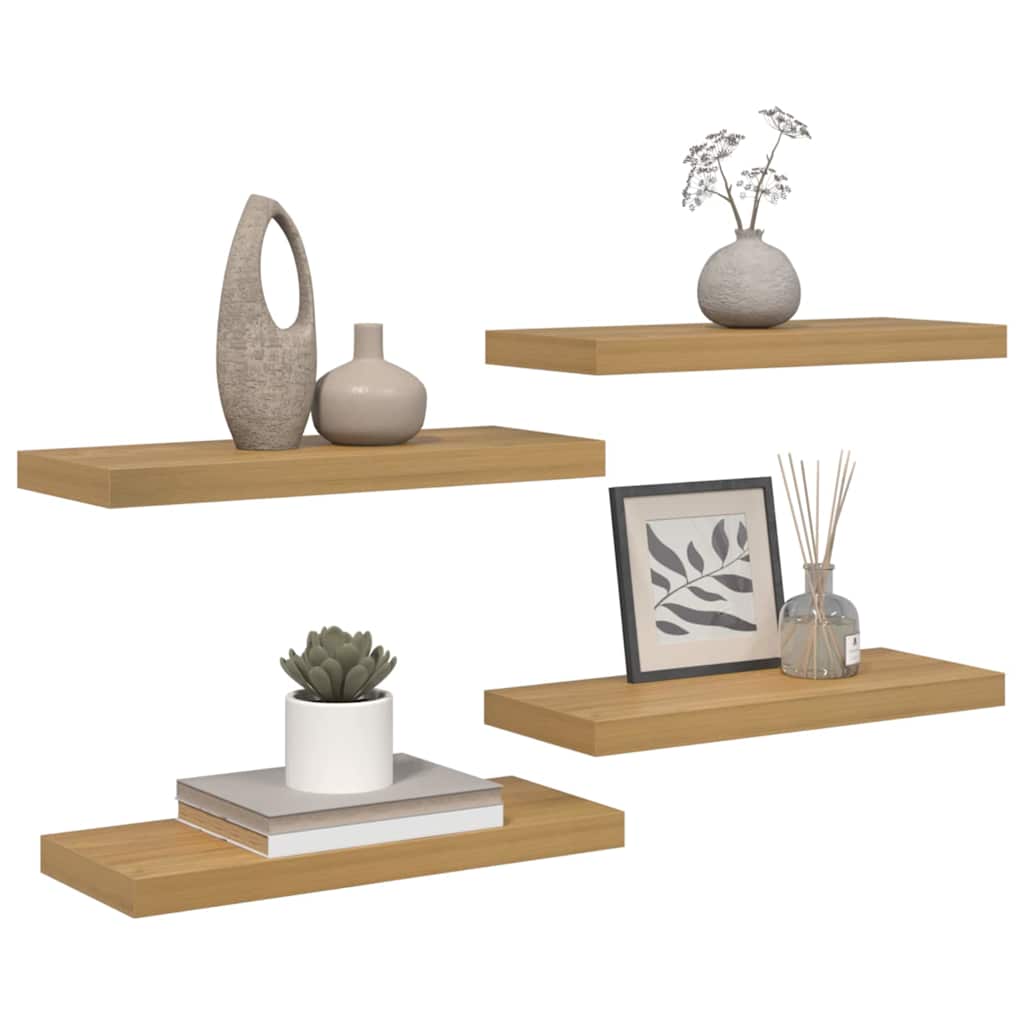 vidaXL Wall Shelf 4 pcs Brown 60 x 23.5 x 3.8 cm Engineered Wood
