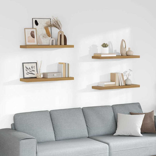 vidaXL Wall Shelf 4 pcs Brown 80 x 23.5 x 3.8 cm Engineered Wood