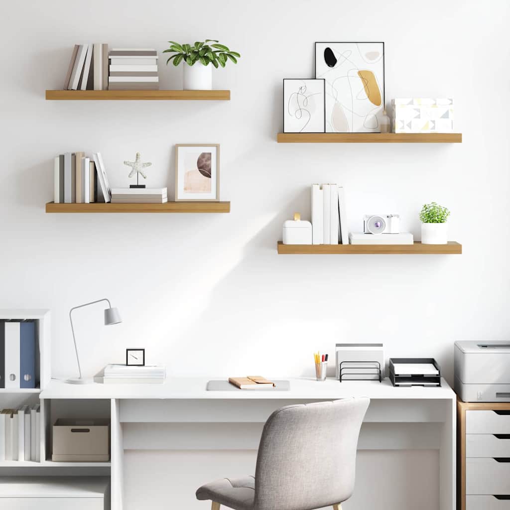 vidaXL Wall Shelf Wall-Mounted 4 pcs Brown 80 x 23.5 x 3.8 cm
