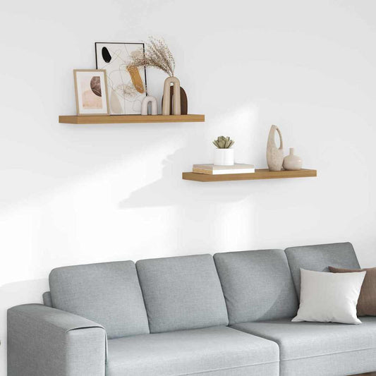 vidaXL Wall Shelf 2 pcs Brown 90 x 23.5 x 3.8 cm Engineered Wood