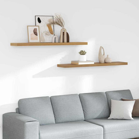 vidaXL Wall Shelf 2 pcs Brown 120 x 23.5 x 3.8 cm Engineered Wood