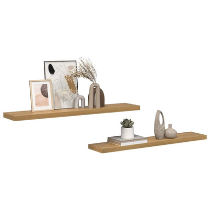 vidaXL Wall Shelf Wall-Mounted 2 pcs Brown 120 x 23.5 x 3.8 cm