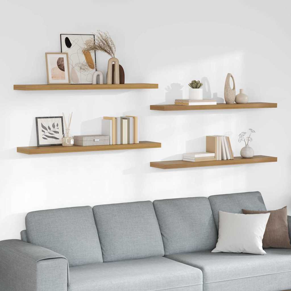vidaXL Wall Shelf Wall-Mounted 4 pcs Brown 120 x 23.5 x 3.8 cm