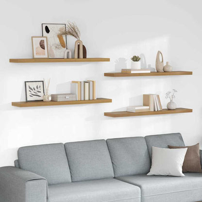 vidaXL Wall Shelf Wall-Mounted 4 pcs Brown 120 x 23.5 x 3.8 cm