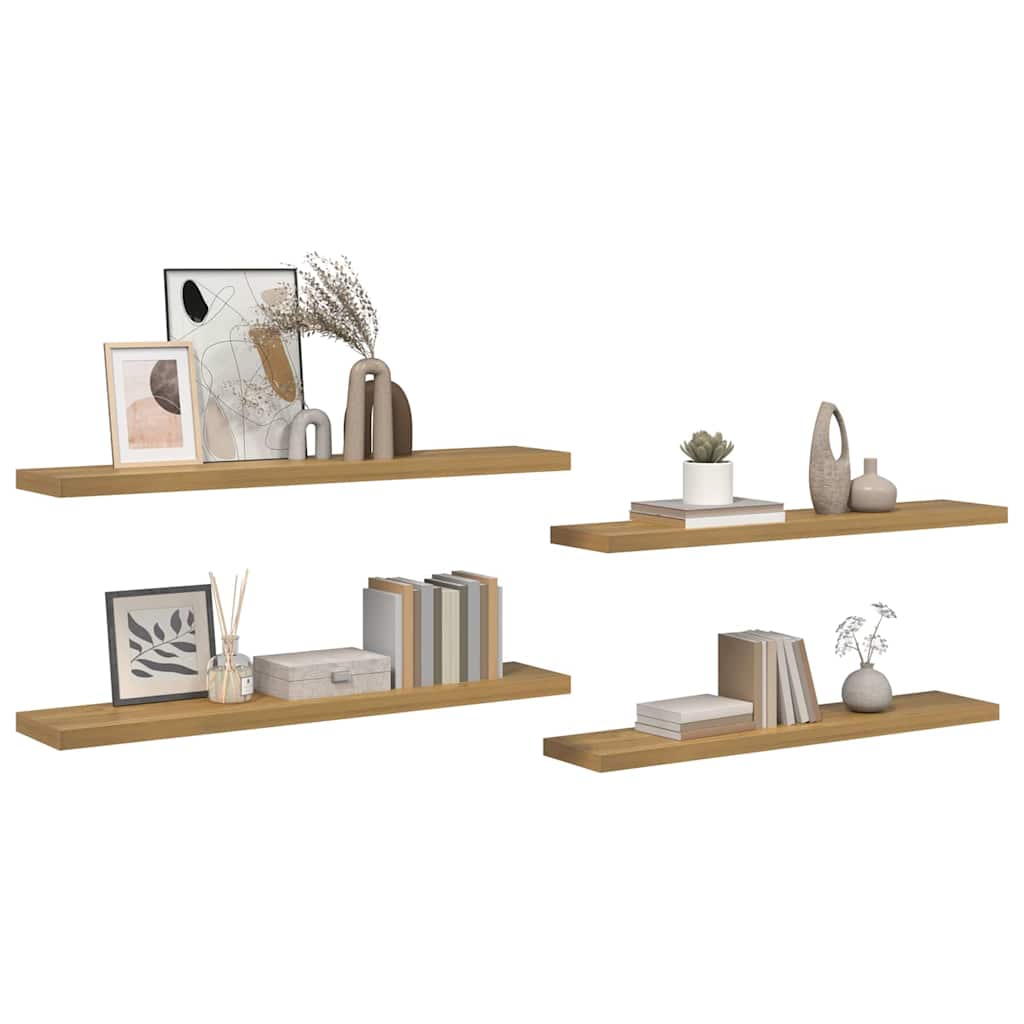 vidaXL Wall Shelf Wall-Mounted 4 pcs Brown 120 x 23.5 x 3.8 cm