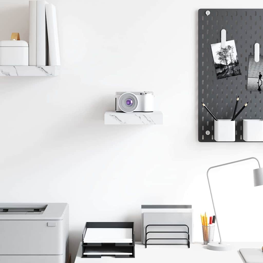 vidaXL Wall Shelf White Marble 23 x 23.5 x 4 cm Engineered Wood