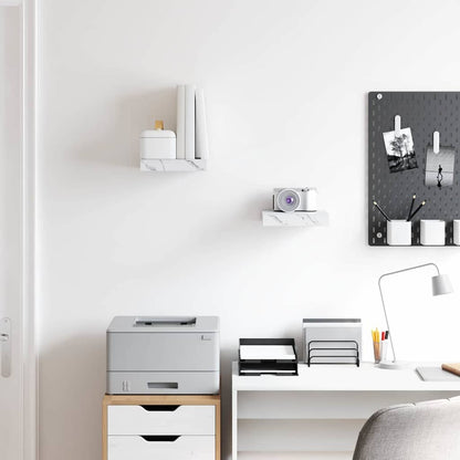 vidaXL Wall Shelf 2 pcs White Marble 23 x 23.5 x 4 cm Engineered Wood