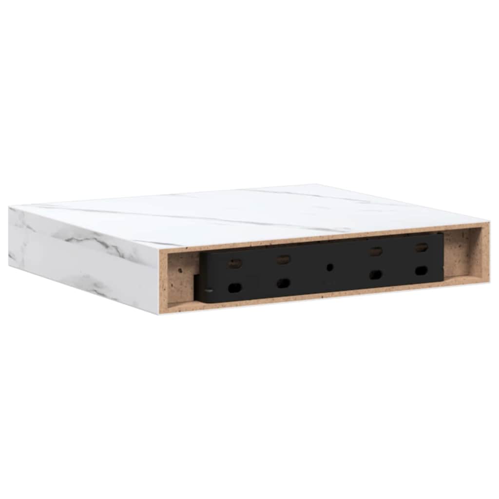 vidaXL Wall Shelf 2 pcs White Marble 23 x 23.5 x 4 cm Engineered Wood