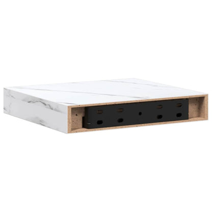 vidaXL Wall Shelf 2 pcs White Marble 23 x 23.5 x 4 cm Engineered Wood