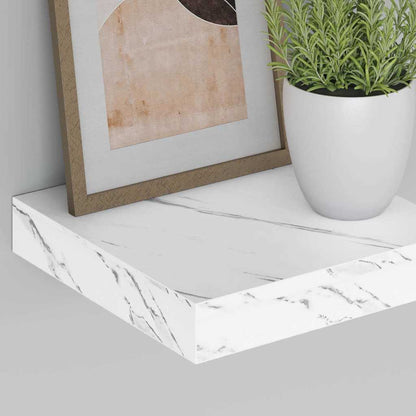 vidaXL Wall Shelf 4 pcs White Marble 23 x 23.5 x 4 cm Engineered Wood