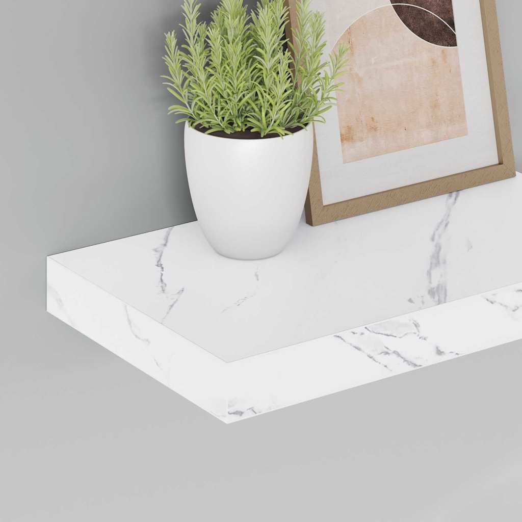vidaXL Wall Shelf 4 pcs White Marble 40 x 23.5 x 4 cm Engineered Wood