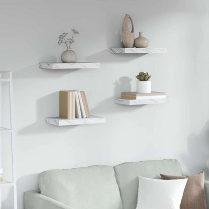vidaXL Wall Shelf 4 pcs White Marble 40 x 23.5 x 3.8 cm