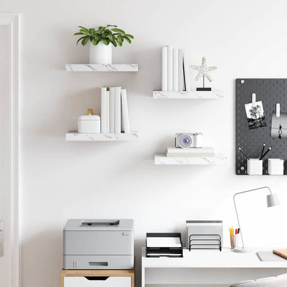 vidaXL Wall Shelf 4 pcs White Marble 40 x 23.5 x 3.8 cm