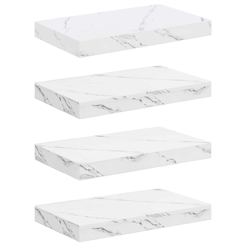 vidaXL Wall Shelf 4 pcs White Marble 40 x 23.5 x 3.8 cm