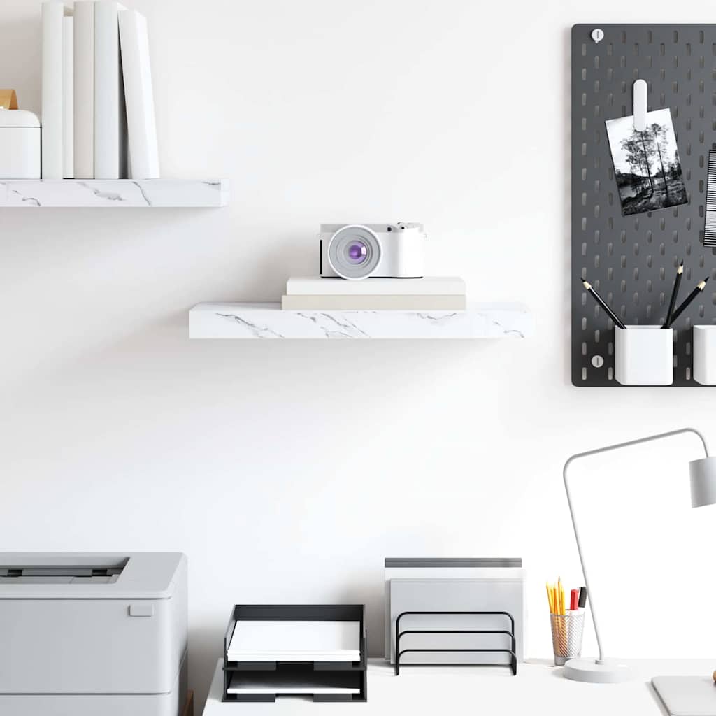 vidaXL Wall Shelf Wall-Mounted White Marble 50 x 23.5 x 3.8 cm
