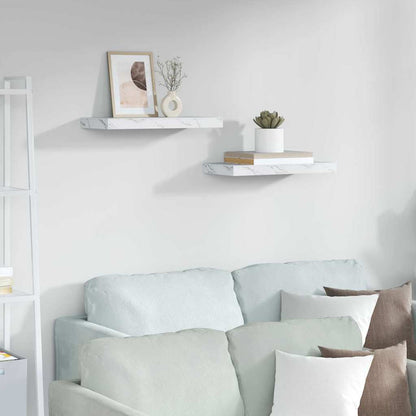 vidaXL Wall Shelf 2 pcs White Marble 50 x 23.5 x 3.8 cm